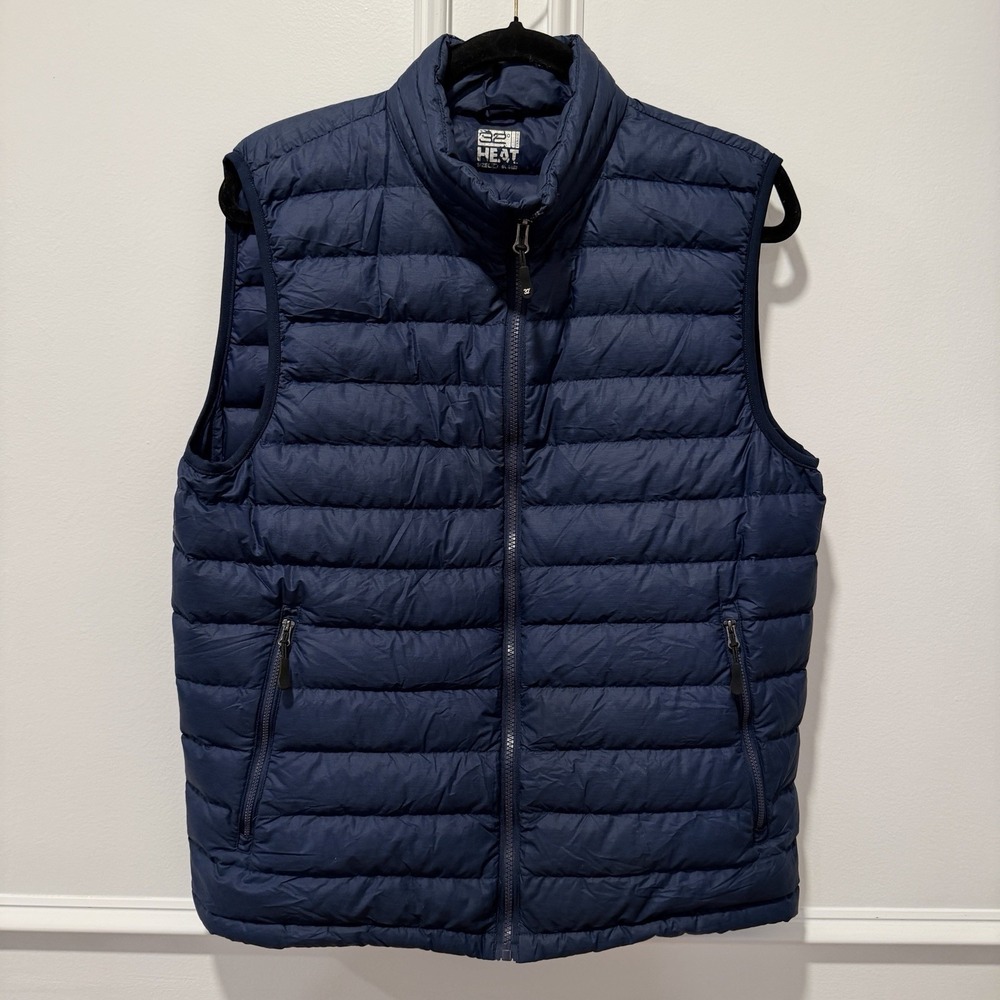 32 Degrees Heat Puffer Vest Women's Lg Navy Nylon Insulated Winter Wear Camping